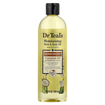 Dr. Teal's, Moisturizing Bath & Body Oil, Coconut Oil & Essential Oils, 8.8 fl oz (260 ml)