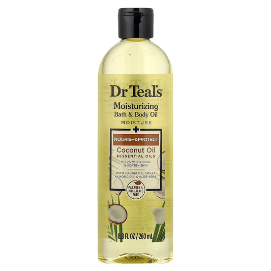 Dr. Teal's, Moisturizing Bath & Body Oil, Coconut Oil & Essential Oils, 8.8 fl oz (260 ml)