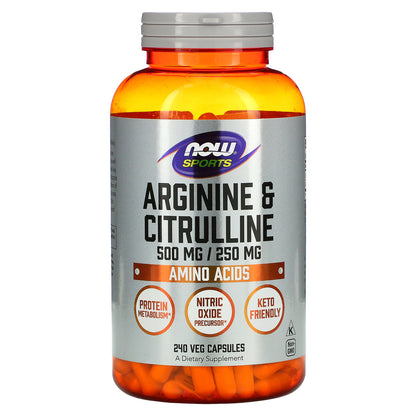 NOW Foods, Sports, Arginine & Citrulline, 240 Veg Capsules