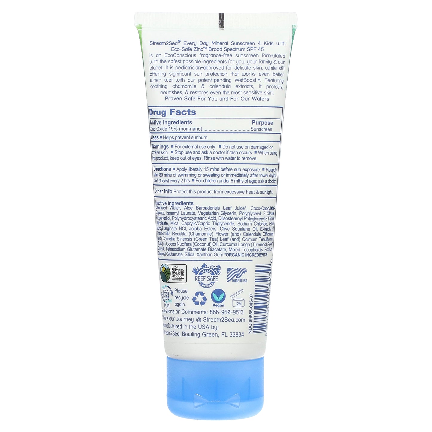 Stream2Sea, Every Day Mineral Sunscreen, SPF 45, 4 Kids, 2.5 fl oz (75 ml)