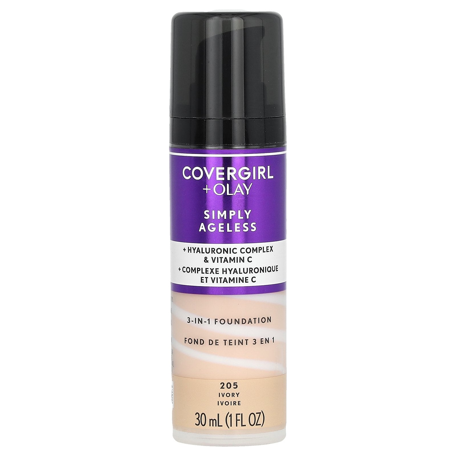 Covergirl, Olay Simply Ageless, 3-in-1 Foundation, 205 Ivory, 1 fl oz (30 ml)