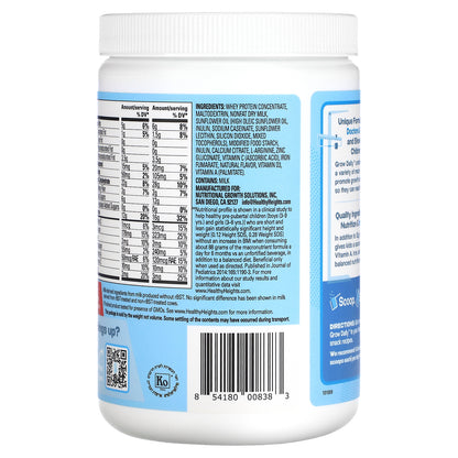 Healthy Heights, Grow Daily, Whey Protein & Nutrition Mix, For Kids 3+, Plain, 10.6 oz (301 g)