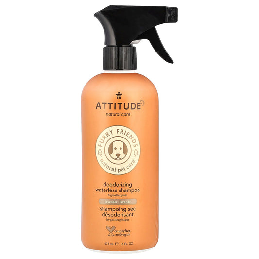 ATTITUDE, Furry Friends Natural Pet Care™, Deodorizing Waterless Shampoo, Lavender, 16 fl oz (473 ml)