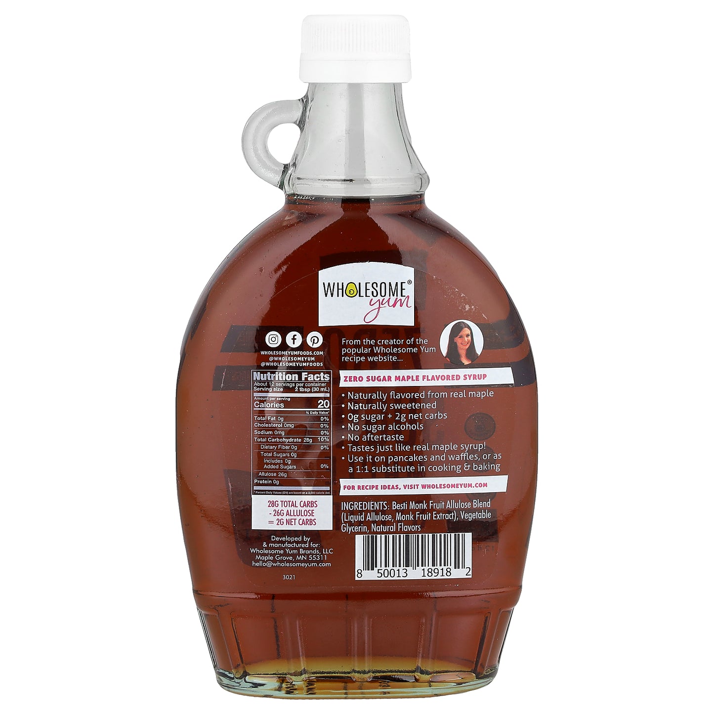 Wholesome Yum, Zero Sugar Maple Syrup, 12 fl oz (354 ml)