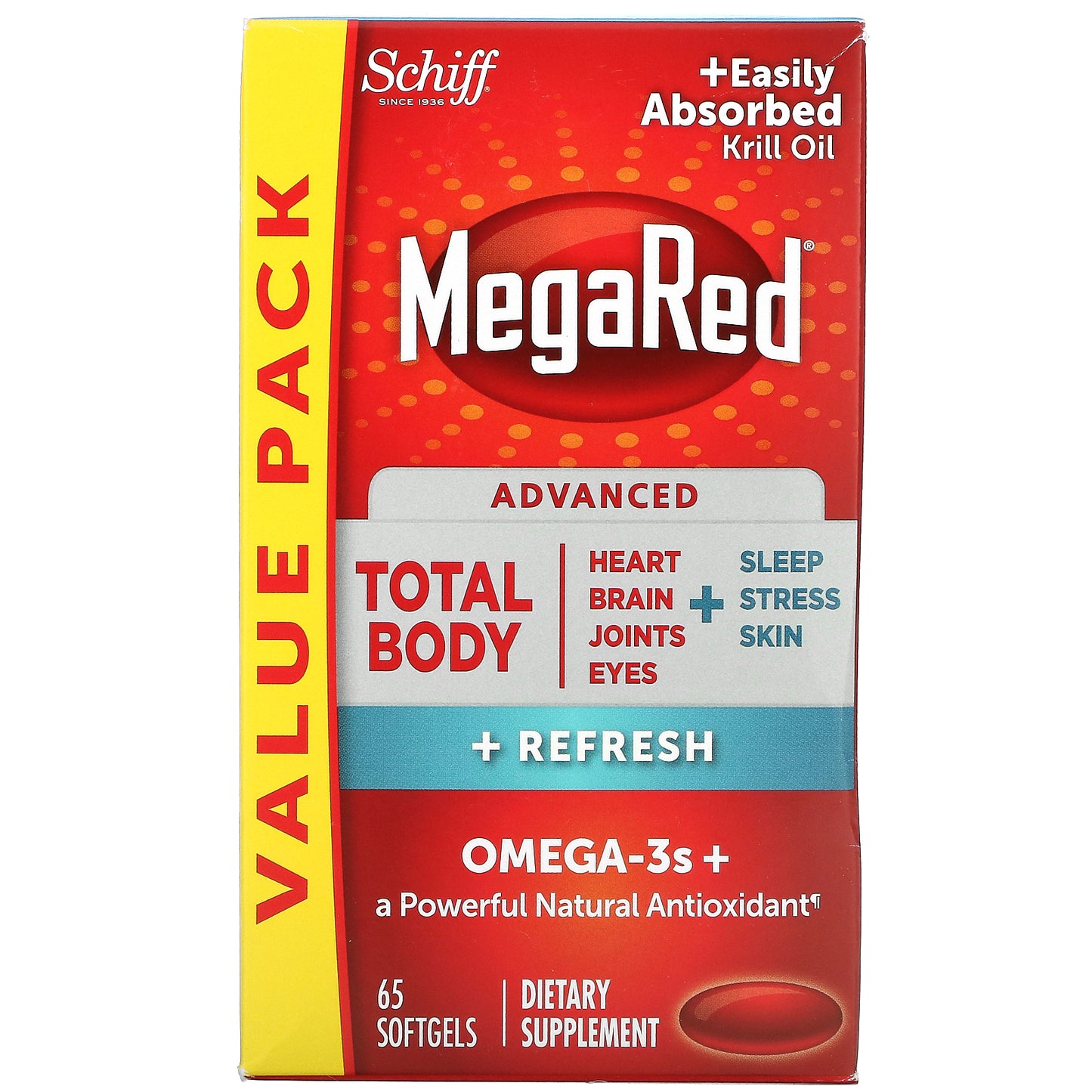 Schiff, MegaRed, Advanced Total Body + Refresh,  65 Softgels