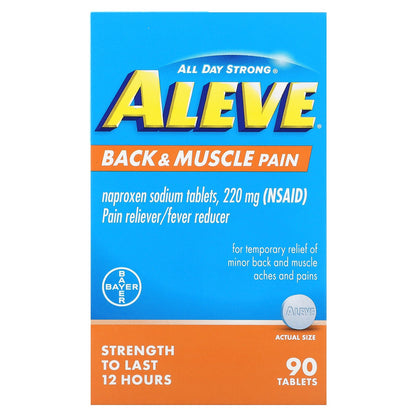 Aleve, Naproxen Sodium Tablets, Back & Muscle Pain, 220 mg, 90 Tablets