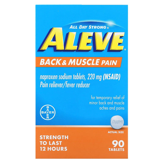 Aleve, Naproxen Sodium Tablets, Back & Muscle Pain, 220 mg, 90 Tablets