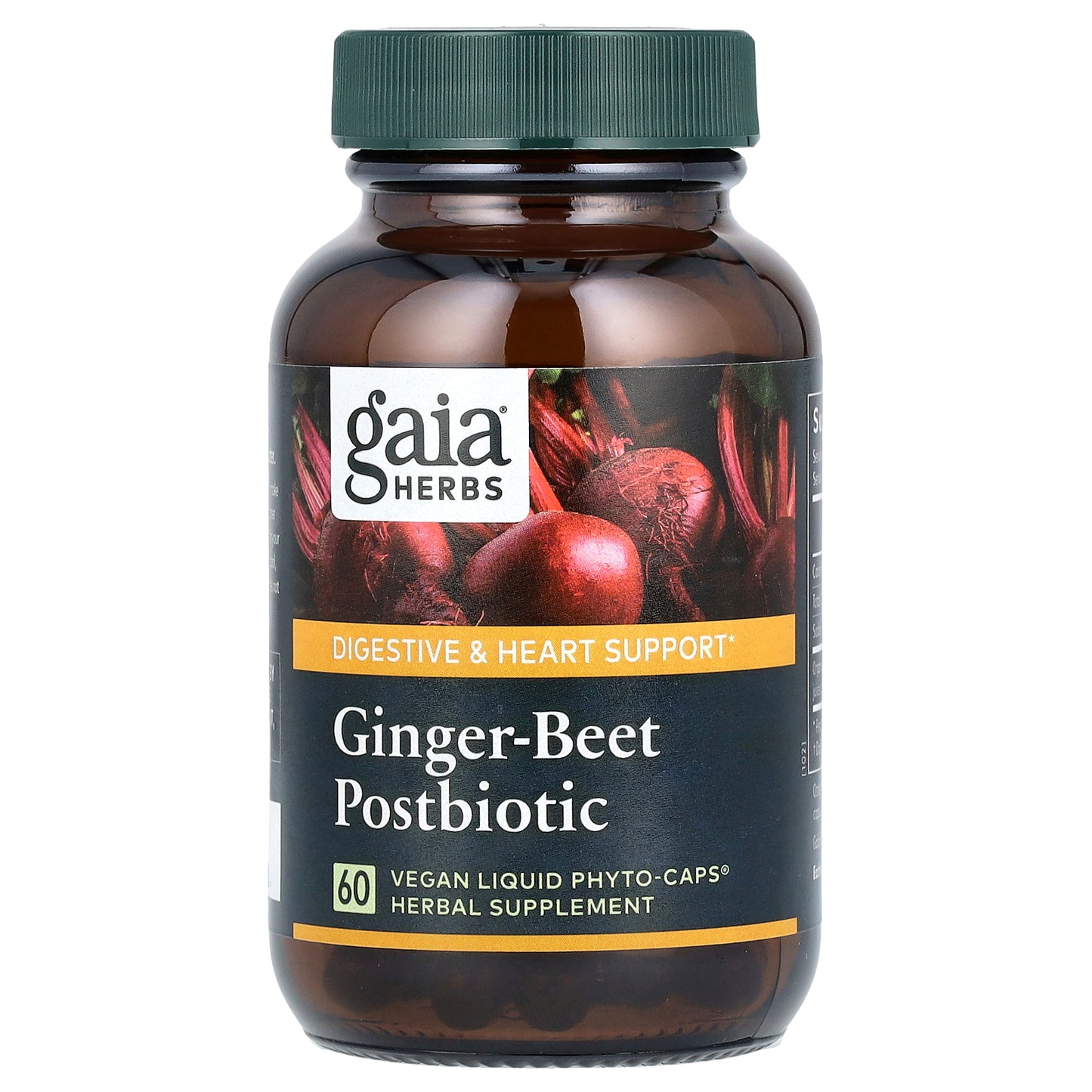 Gaia Herbs, Ginger-Beet Postbiotic, 60 Vegan Liquid Phyto-Caps