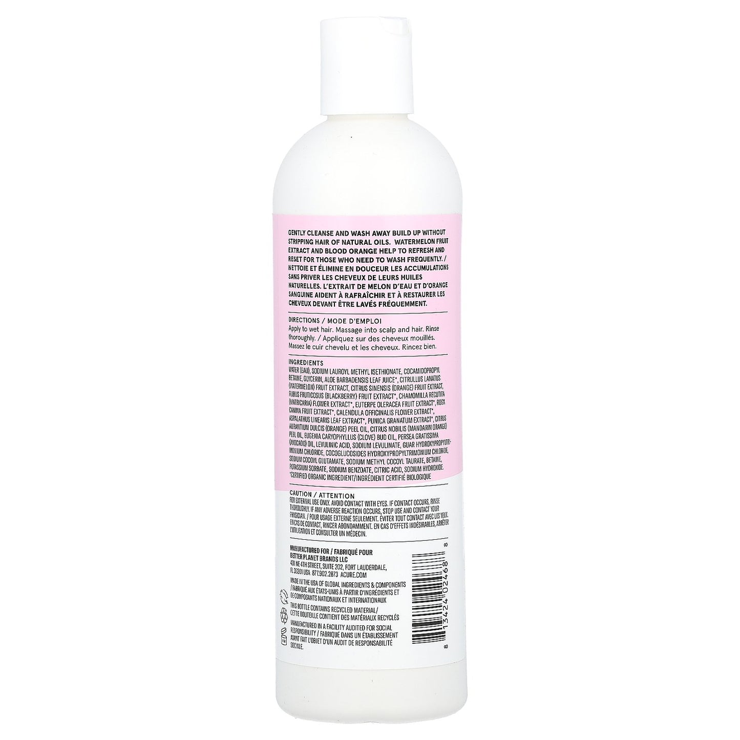 ACURE, Balance + Reset Shampoo, All Hair Types, Watermelon Fruit Extract & Blood Orange, 12 fl oz (354 ml)