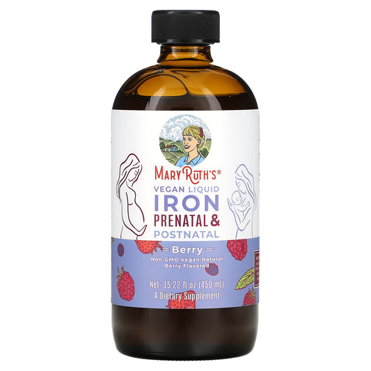 MaryRuth's, Vegan Liquid Iron Prenatal & Postnatal, Berry, 15.22 fl oz (450 ml)