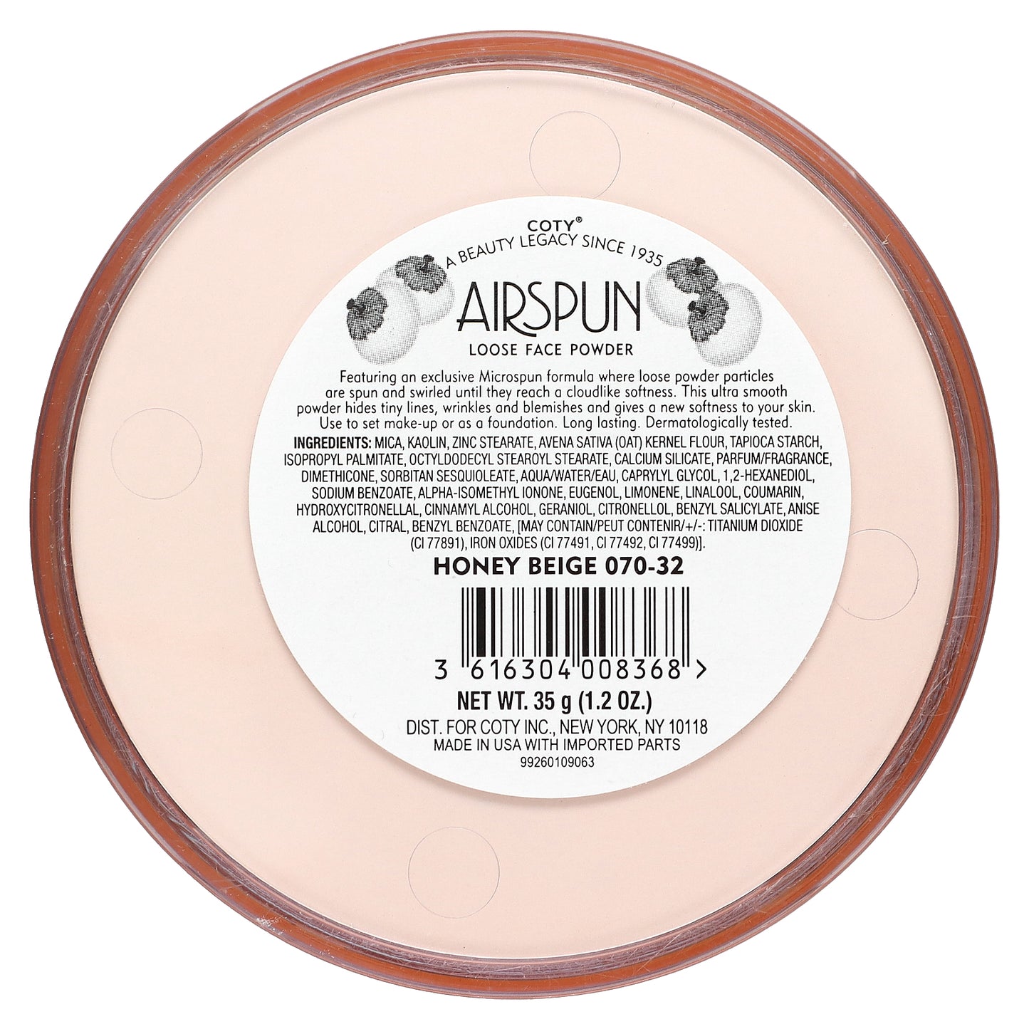 Airspun, Loose Face Powder, Honey Beige 070-32, 1.2 oz (35 g)