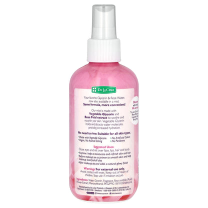 De La Cruz, Glycerin & Rose Water, Moisture Mist, 8 fl oz (236 ml)