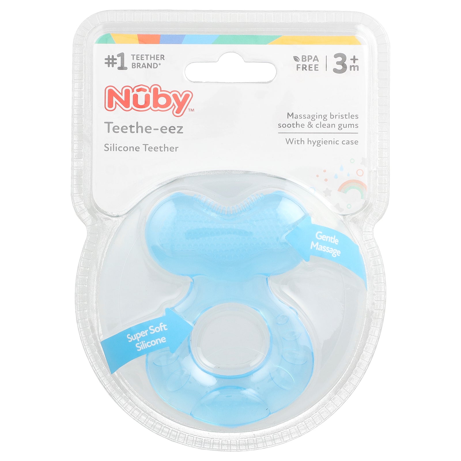 Nuby, Teethe-eez, Silicone Teether, 3+ Months, Blue, 1 Count