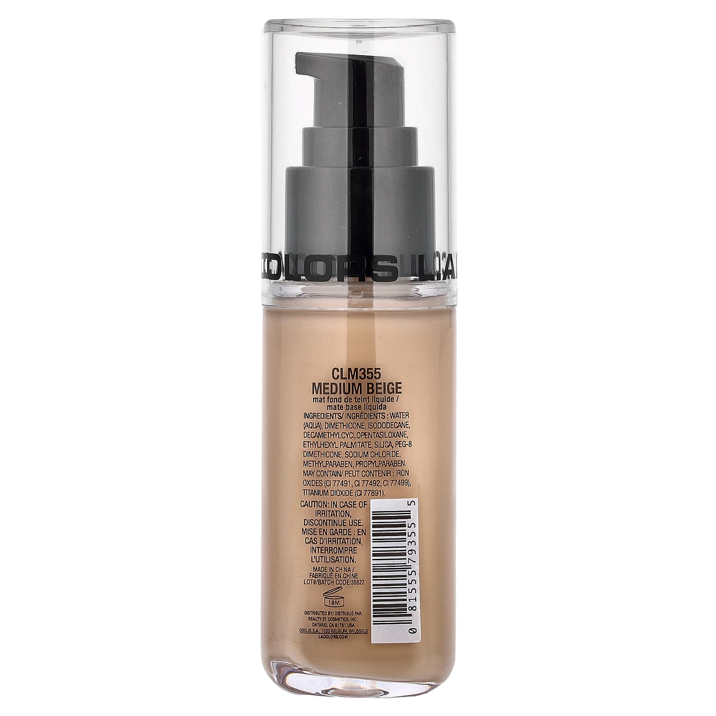 L.A. Colors, Truly Matte Foundation, CLM355 Medium Beige, 1.35 fl oz (40 ml)