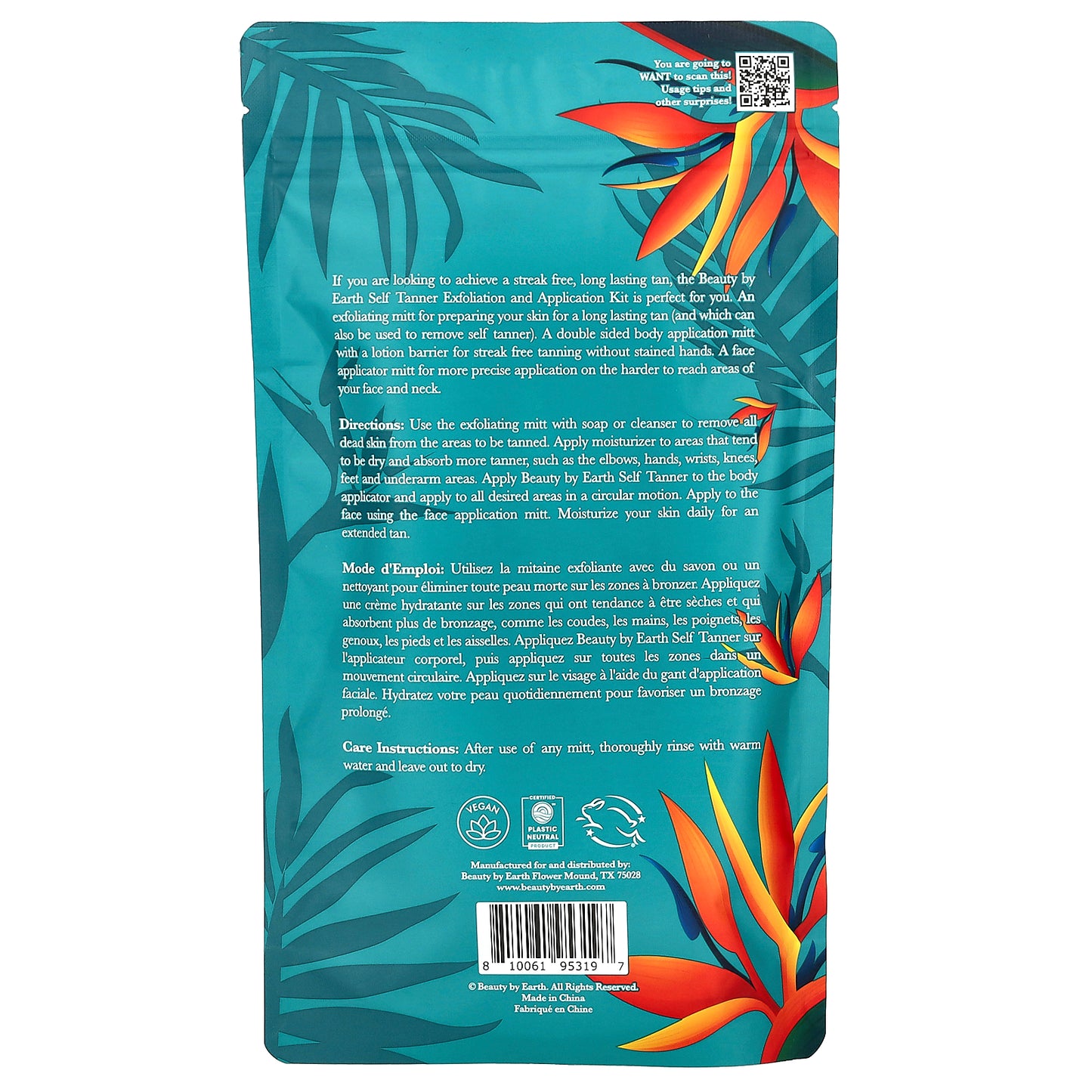 Beauty By Earth, Self Tanner Exfoliation & Application Kit , 3 Piece Set