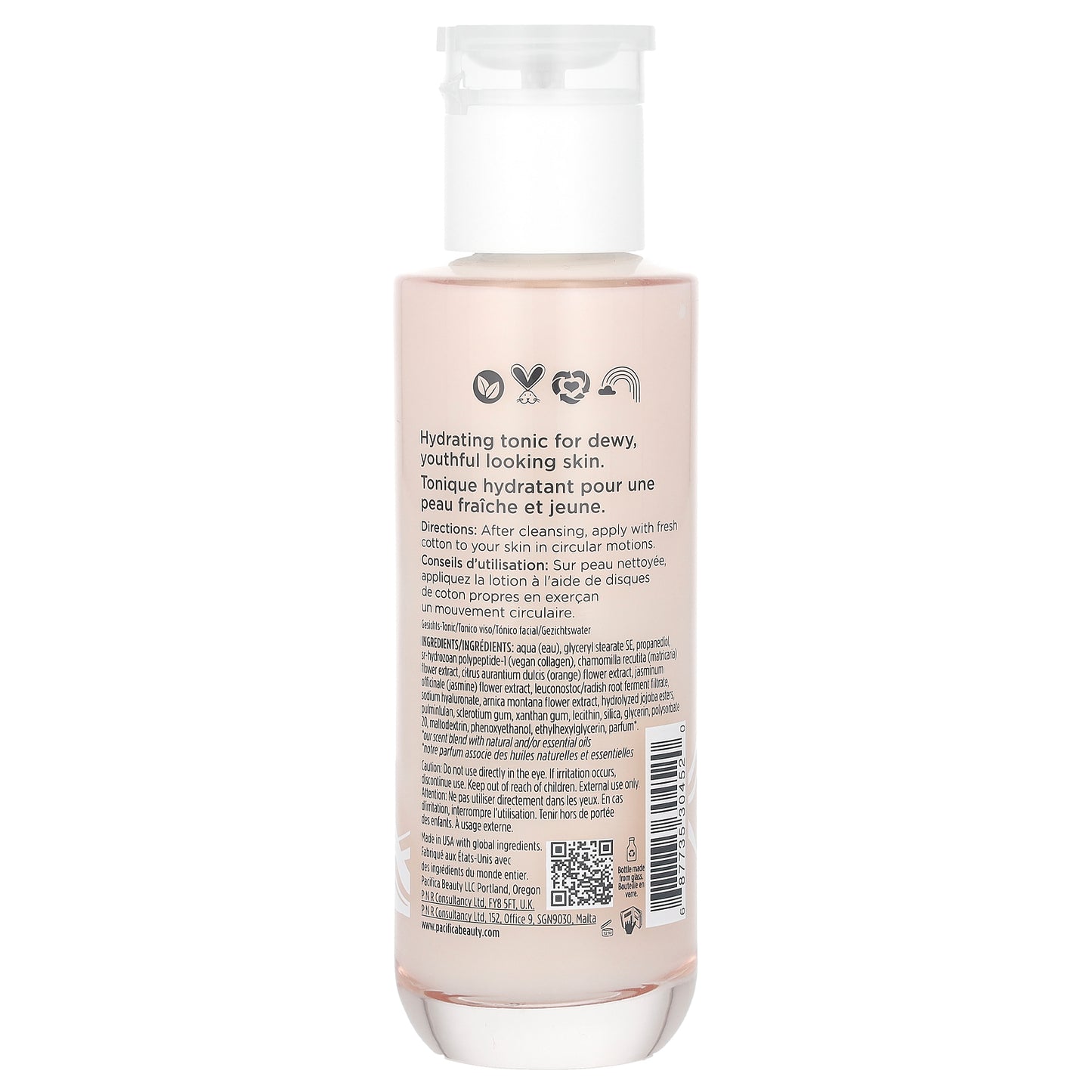 Pacifica, Vegan Collagen, Hydrating Milk Tonic, Orange Flower, Alcohol Free, 4.7 fl oz (140 ml)