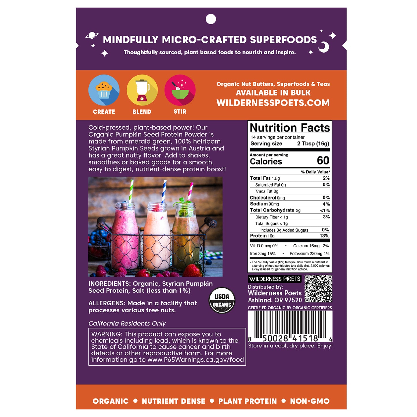 Wilderness Poets, Organic Pumpkin Seed Protein Powder, 8 oz (226 g)