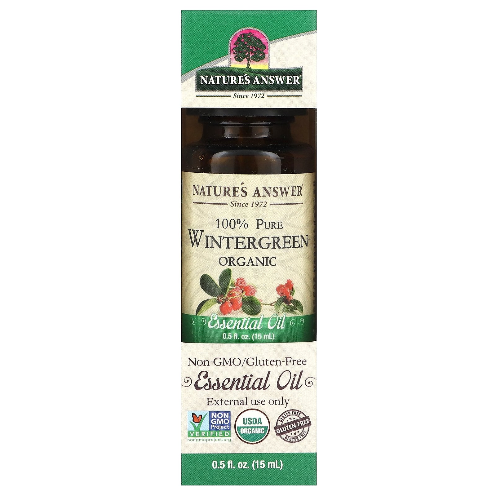 Nature's Answer, 100% Pure Organic Essential Oil, Wintergreen, 0.5 fl oz (15 ml)