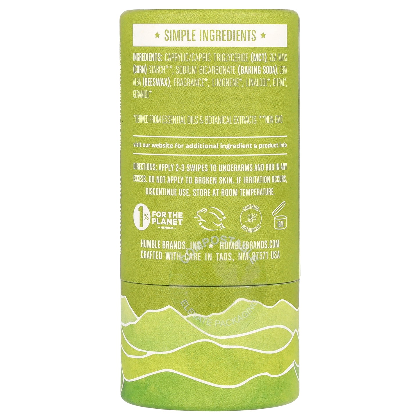 Humble Brands, Aluminum-Free Deodorant, Bergamot & Ginger, 2.65 oz (75 g)