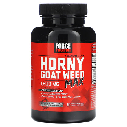 Force Factor, Fundamentals, Horny Goat Weed Max, 1,500 mg, 90 Vegetable Capsules (500 mg per Capsule)