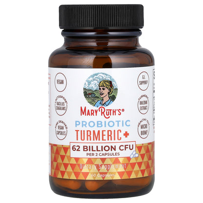 MaryRuth's, Probiotic Turmeric +, 62 Billion CFU, 60 Capsules (31 Billion CFU per Capsule)