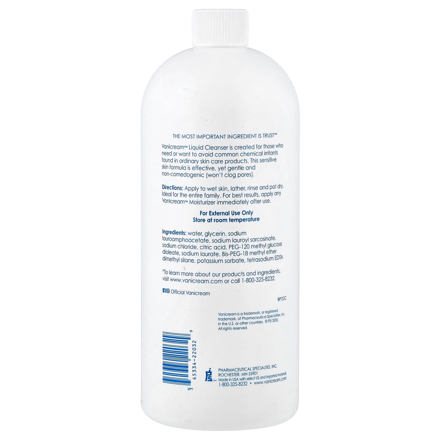 Vanicream, Liquid Cleanser Refill, For Sensitive Skin, Fragrance Free, 32 fl oz (947 ml)