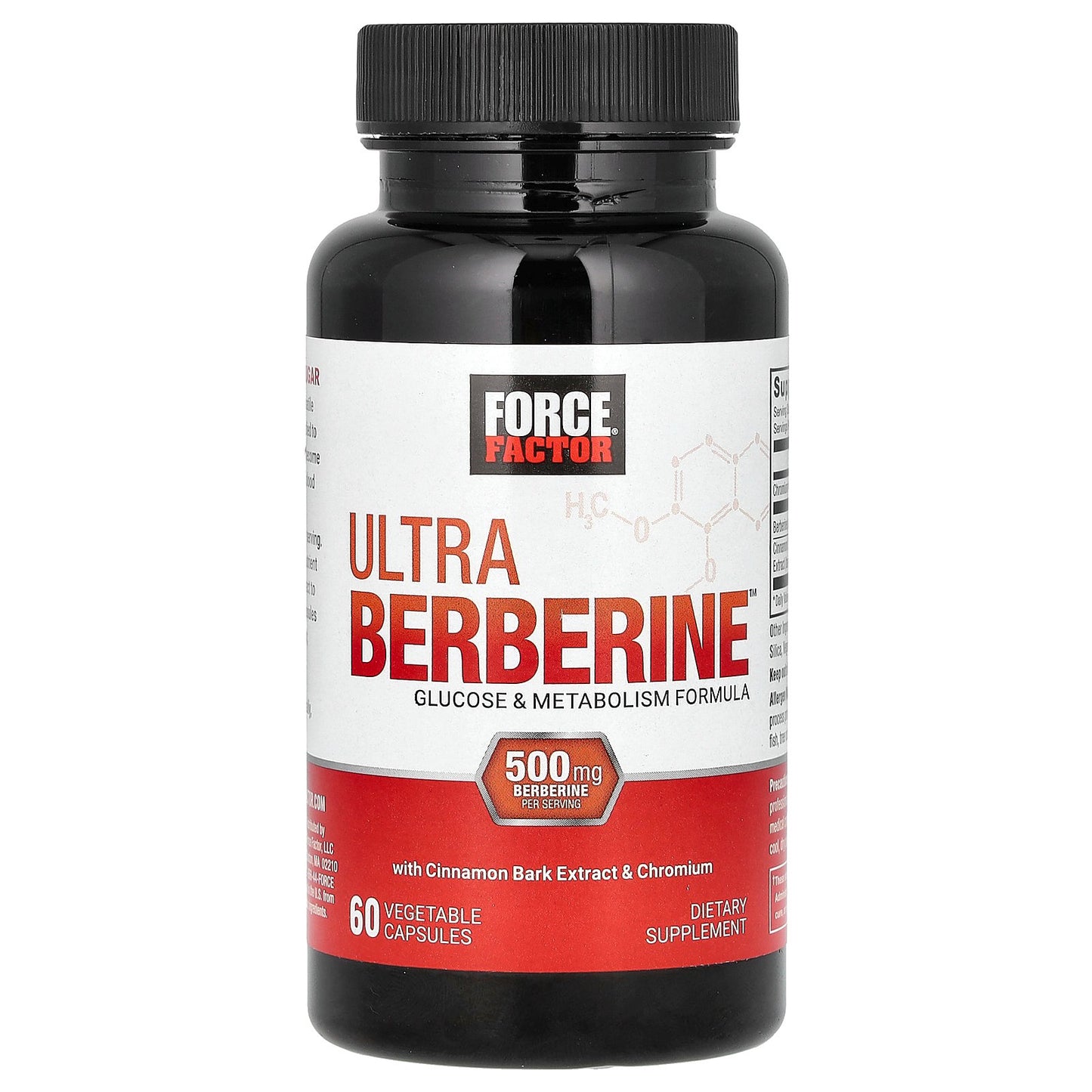 Force Factor, Ultra Berberine, Glucose & Metabolism Formula, 60 Vegetable Capsules (250 mg Per Capsule)
