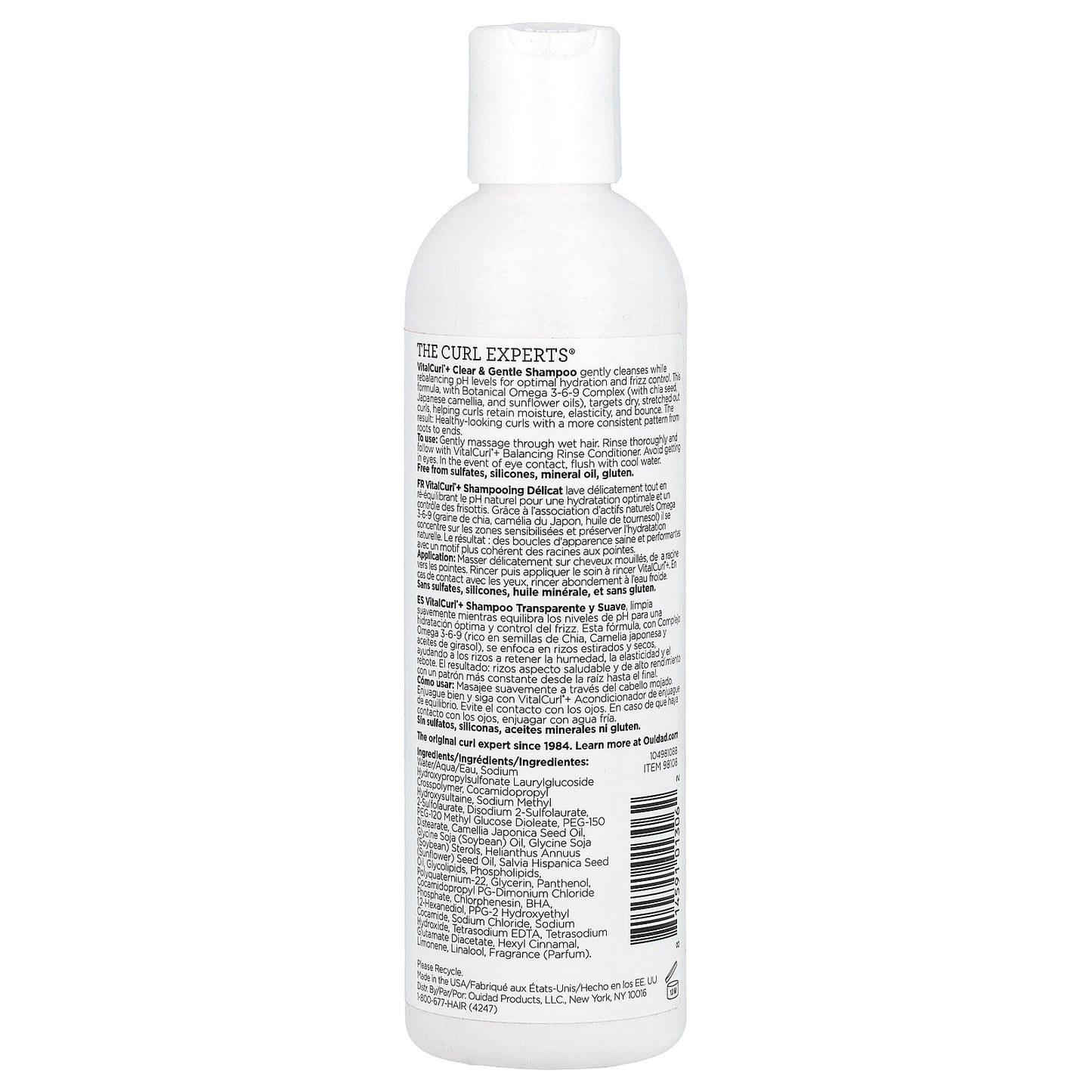 Ouidad, VitalCurl®+, Clear & Gentle Shampoo, Spiral Curls, 8.5 fl oz (250 ml)