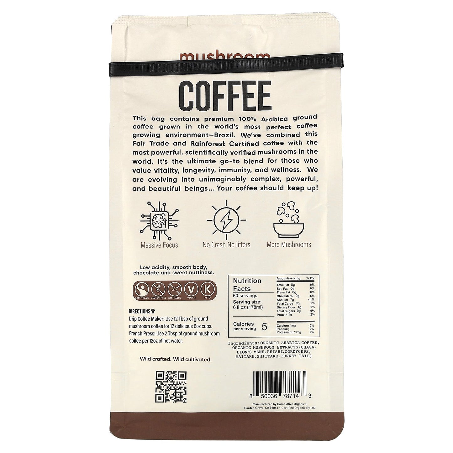 LA Republica, Ground Mushroom Coffee, Medium Roast, 12 oz (340 g)