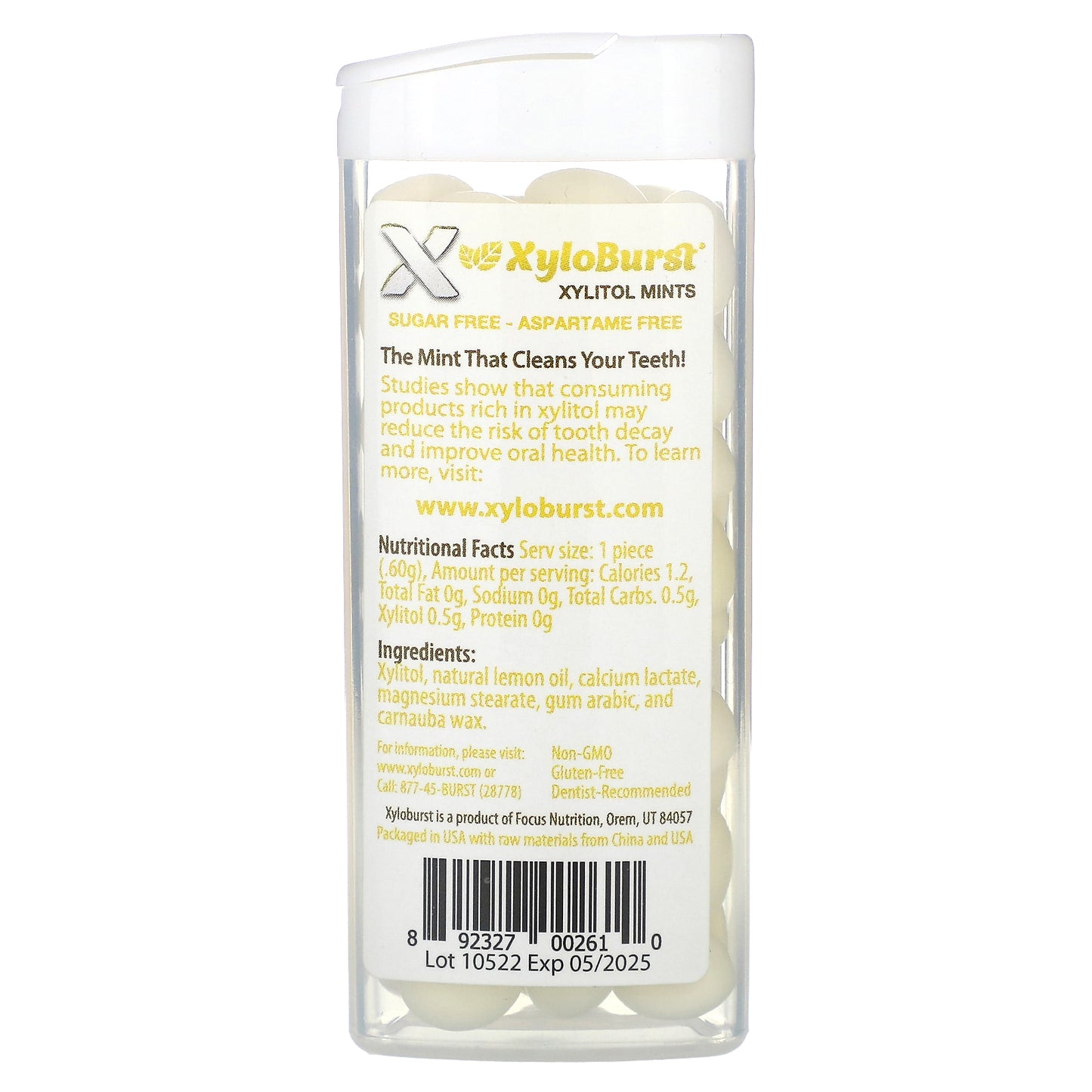 Xyloburst, Xylitol Sweetened Mints, Lemon, 60 Pieces