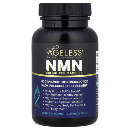 Ageless Foundation Laboratories, NMN, 500 mg, 90 Veg Capsules