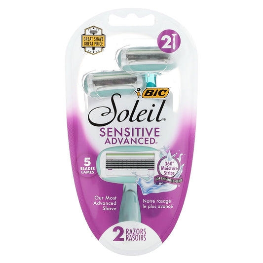 BIC, Soleil Sensitive Advanced, Disposable Razors, 2 Razors