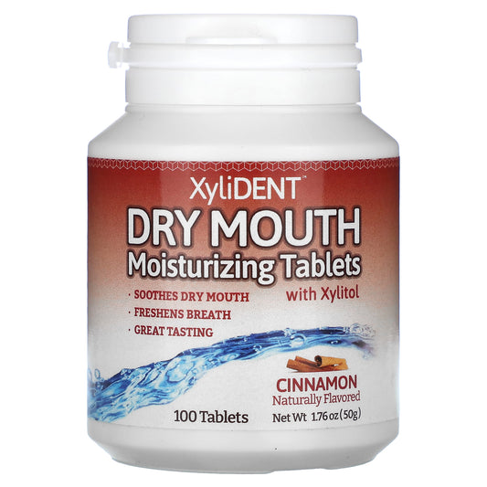 XyliDENT, Dry Mouth Moisturizing Tablets with Xylitol , Cinnamon, 100 Tablet