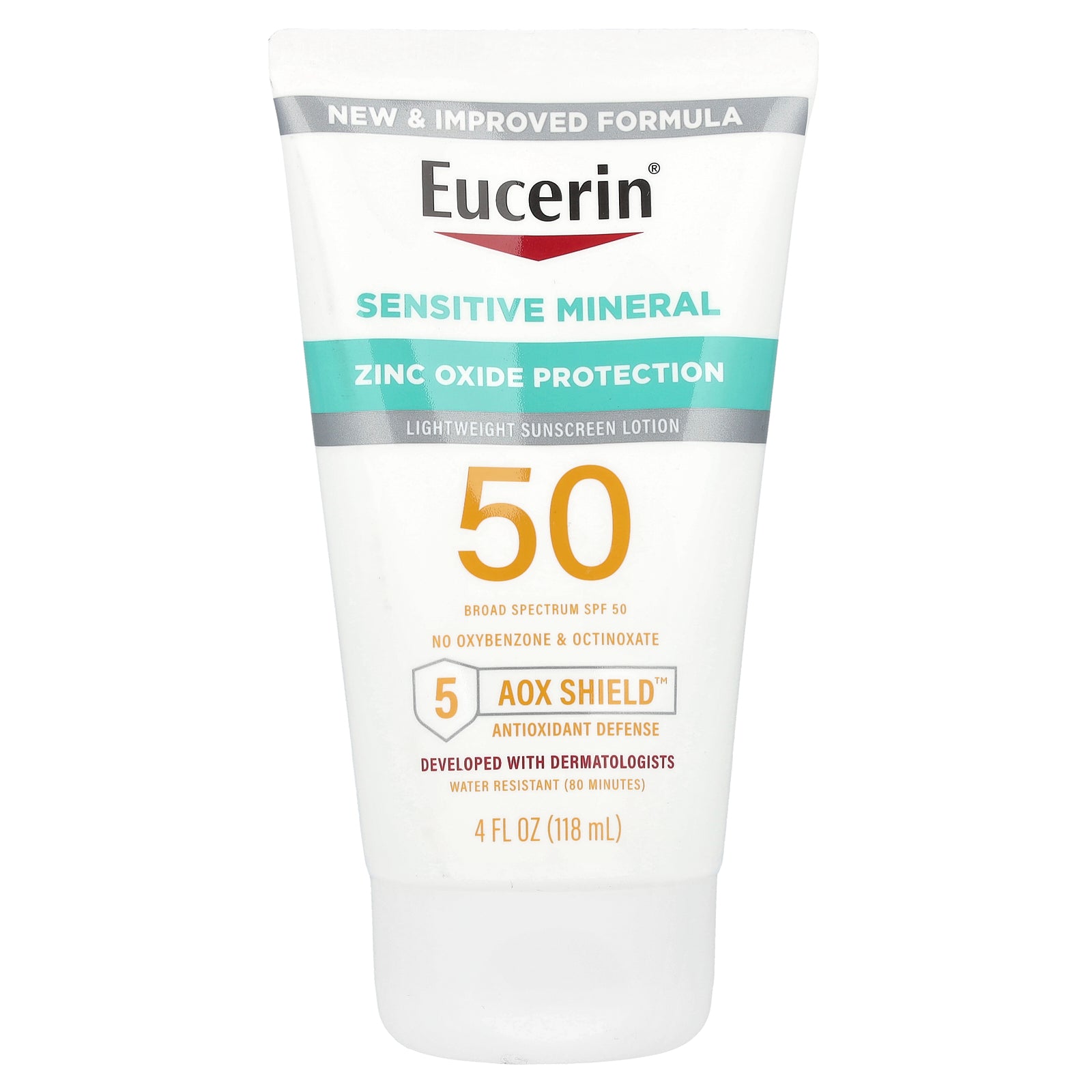 Eucerin, Sensitive Mineral, Lightweight Sunscreen Lotion, SPF 50, 4 fl oz (118 ml)