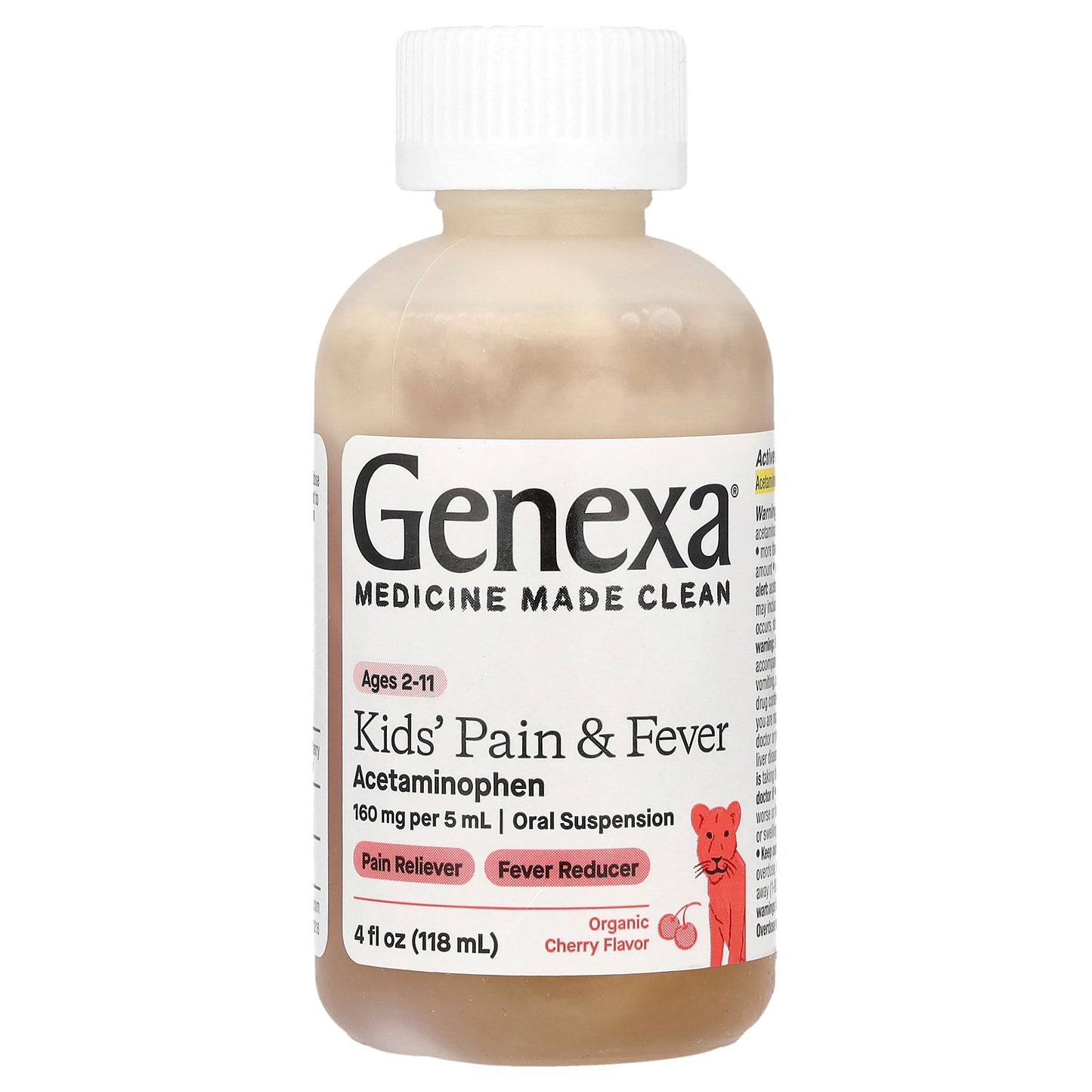 Genexa, Kids' Pain & Fever, Ages 2-11, Organic Cherry, 4 fl oz (118 ml)