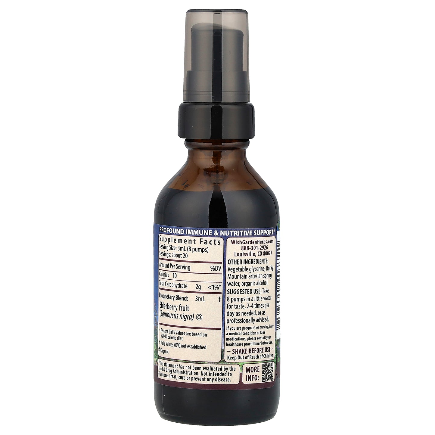 WishGarden Herbs, Elderberry , 2 fl oz (59 ml)