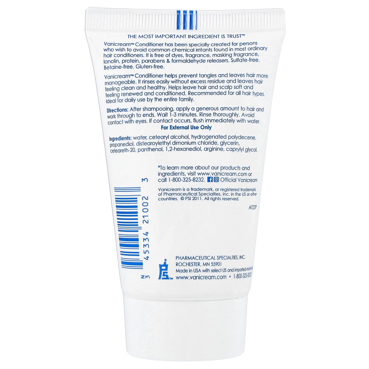 Vanicream, Conditioner, For Sensitive Skin, Fragrance Free, 2 fl oz (59 ml)