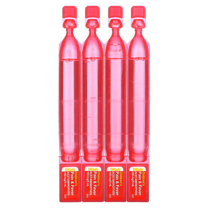 DrKids, Children's Pain + Fever,  Ages 2-11 Years, Cherry, 4 Pre-Measured Single-Use Vials, 0.17 fl oz (5 ml) Each