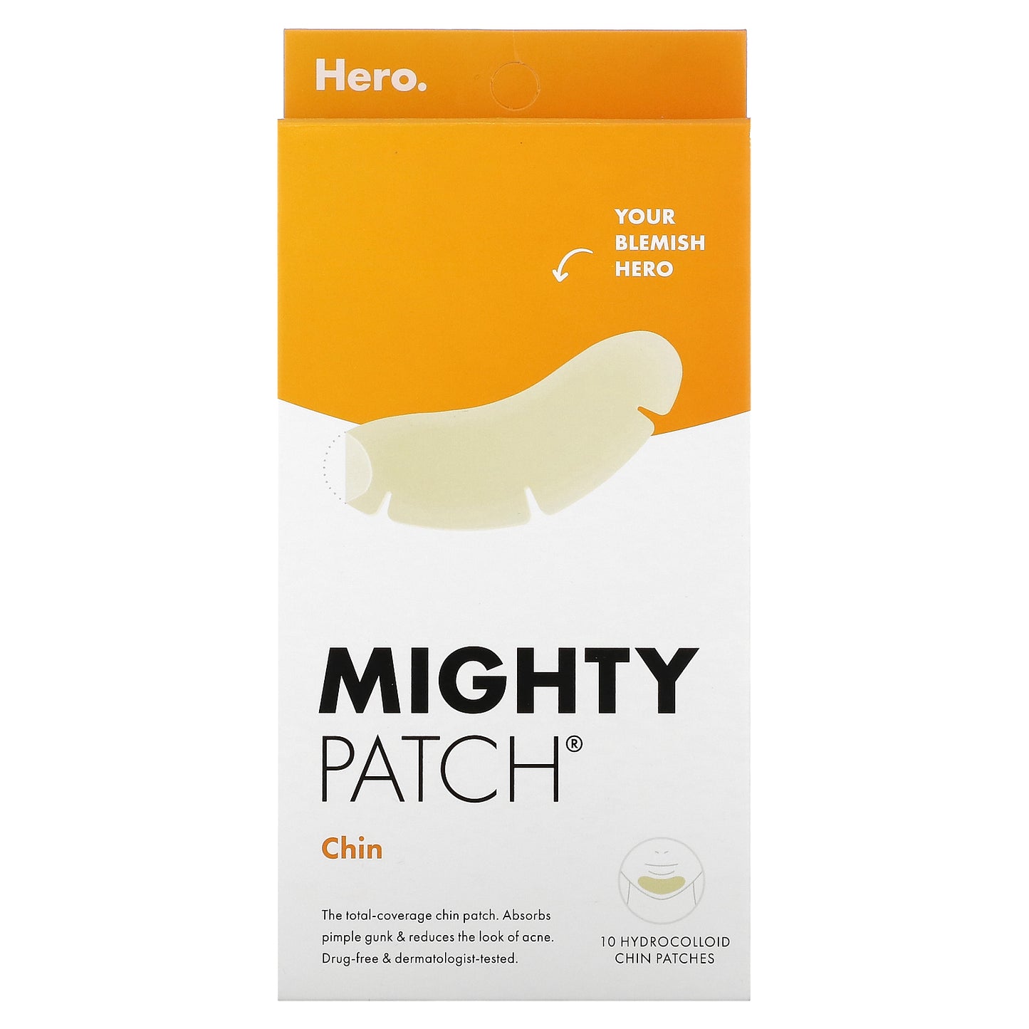 Hero Cosmetics, Mighty Patch® Chin, 10 Hydrocolloid Patches