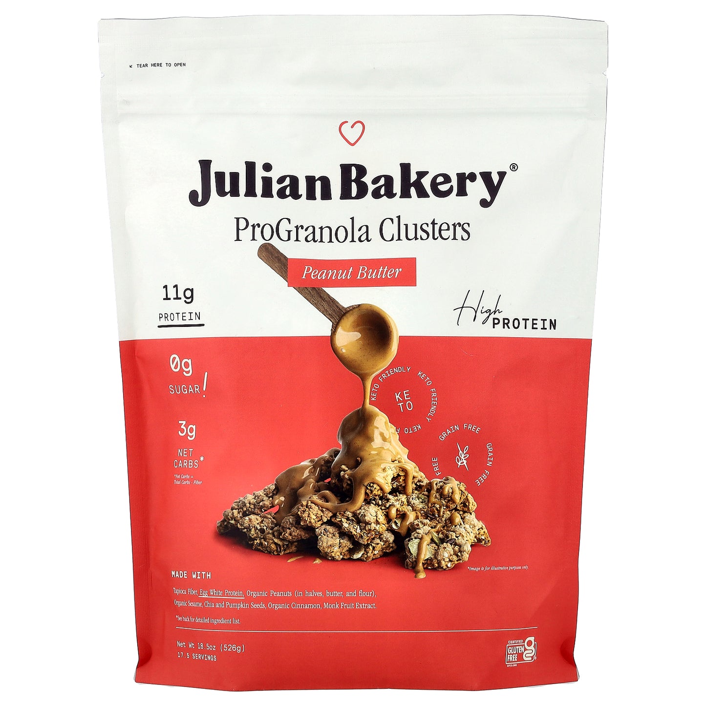 Julian Bakery, ProGranola Clusters, Peanut Butter, 18.5 oz (526 g)