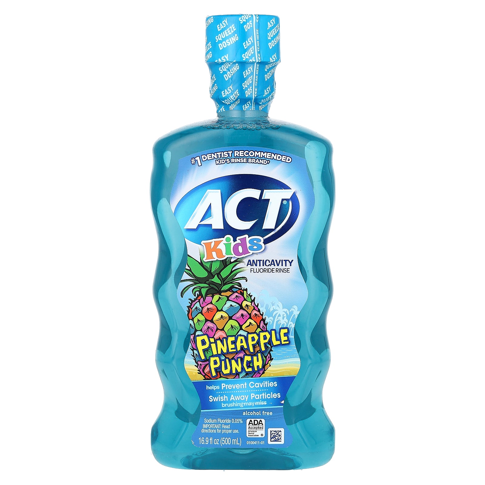 ACT, Kids, Anticavity Fluoride Rinse, Alcohol Free, Pineapple Punch, 16.9 fl oz (500 ml)