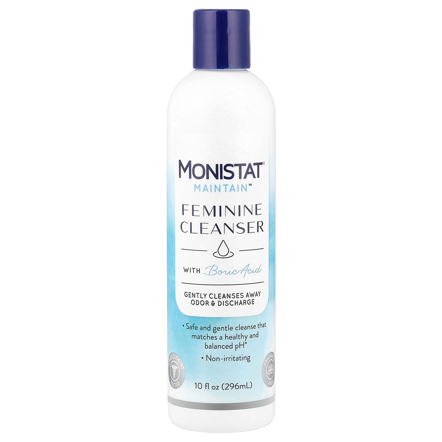 Monistat, Maintain™, Feminine Cleanser with Boric Acid, Fragrance Free, 10 fl oz (296 ml)