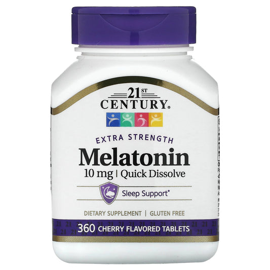 21st Century, Extra Strength, Quick Dissolve Melatonin, Cherry, 10 mg, 360 Tablets