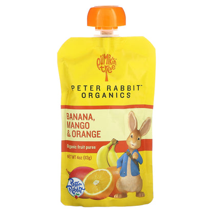 Pumpkin Tree Organics, Peter Rabbit Organics, Organic Fruit Puree, Banana, Mango & Orange, 4 oz (113 g)