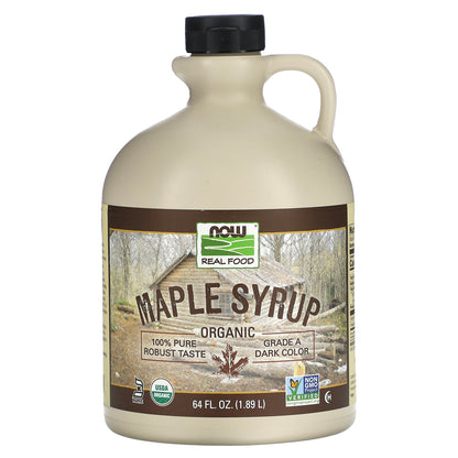NOW Foods, Real Food, Organic Maple Syrup, Grade A, Dark Color, 64 fl oz (1.89 L)