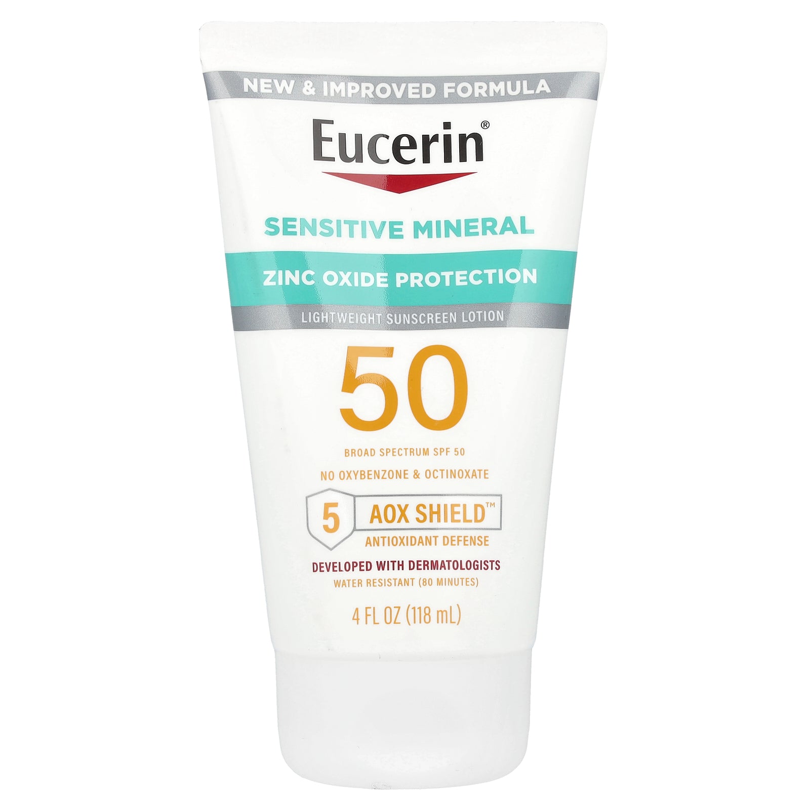 Eucerin, Sensitive Mineral, Lightweight Sunscreen Lotion, SPF 50, 4 fl oz (118 ml)