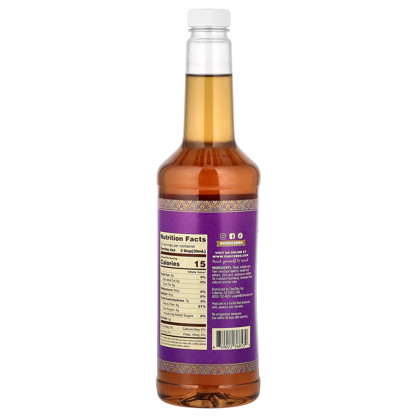 ChocZero, Premium Syrup, Lavender, Sugar Free, 25.4 fl oz (750 ml)