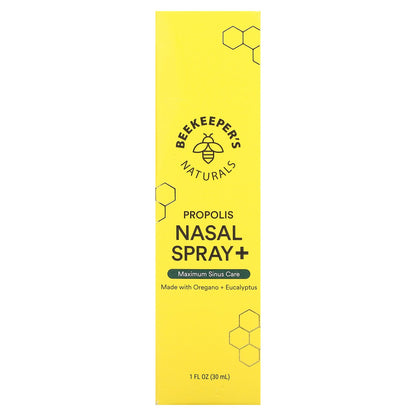 Beekeeper's Naturals, Propolis Nasal Spray +, Maximum Sinus Care, 1 fl oz (30 ml)