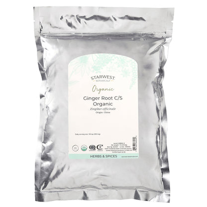 Starwest Botanicals, Organic Ginger Root C/S, 1 lb (453.6 g)