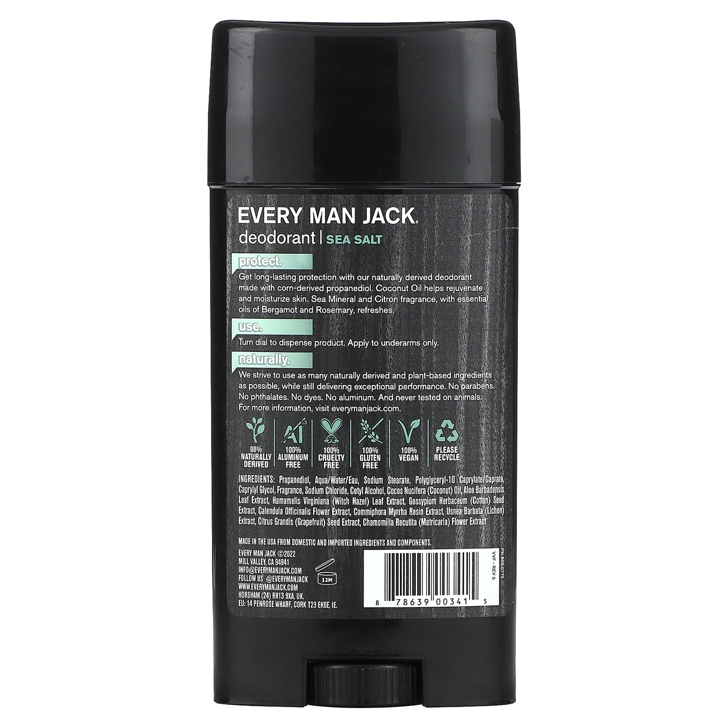 Every Man Jack, Deodorant, Aluminum Free, Sea Salt, 2.7 oz (76.5 g)